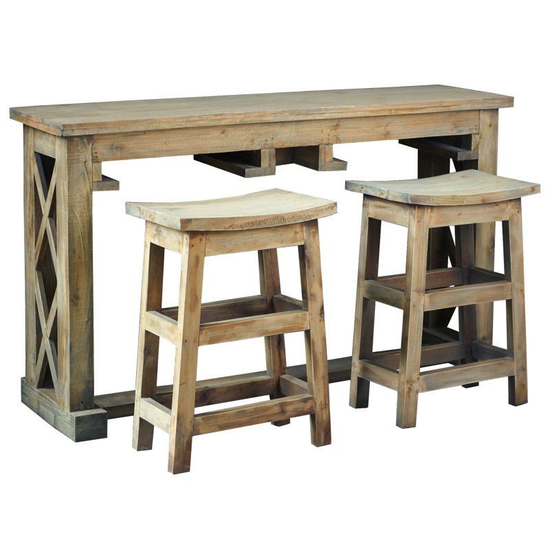 Levane 2 - Person Mahogany Solid Wood Top Trestle Dining Set