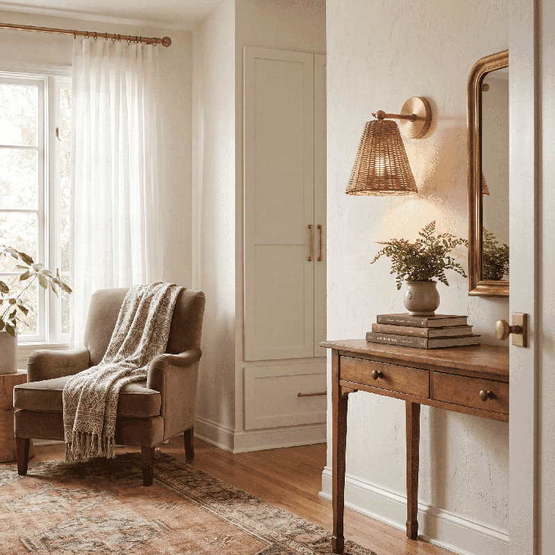 Chyrel 1-Light Wall Sconce in Natural Brass