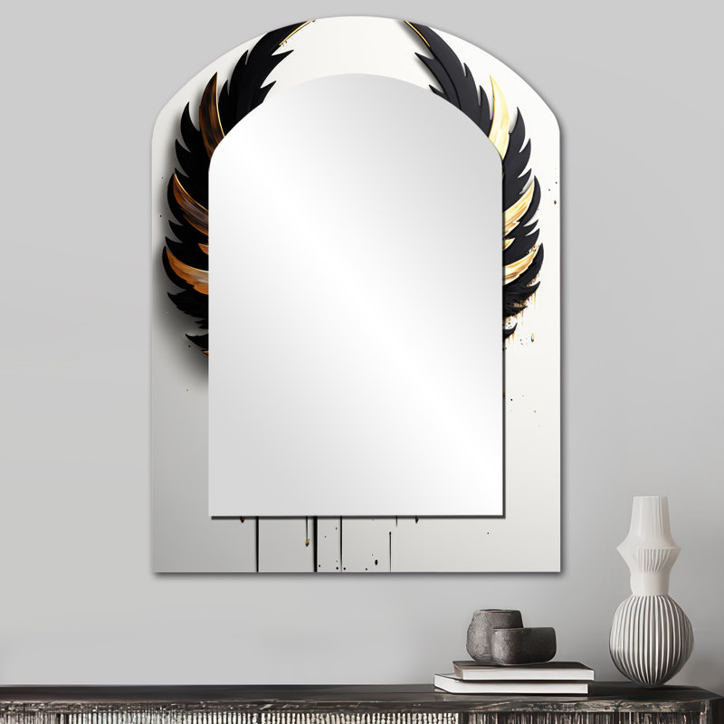 Miroir mural asymétrique noir et argent, 43 po x 33 po