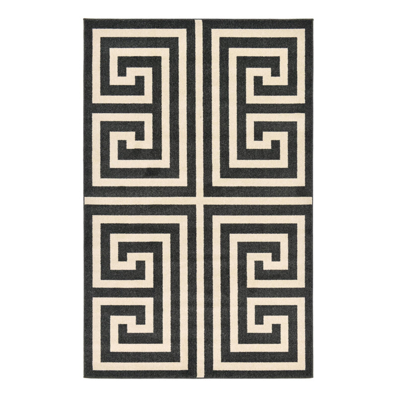 Barreto Performance Black/Beige Rug, Rectangle 3'3" x 5'3"