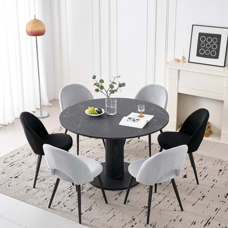 Modern Dining Table - Round Table - For 4-6 People - 115X 75 Cm (W X H), Black