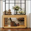 Console cannelée moderne à 2 tiroirs de 60 pouces avec placage en bois naturel pour le salon, le couloir, l'entrée et le bureau personnel-1420884637