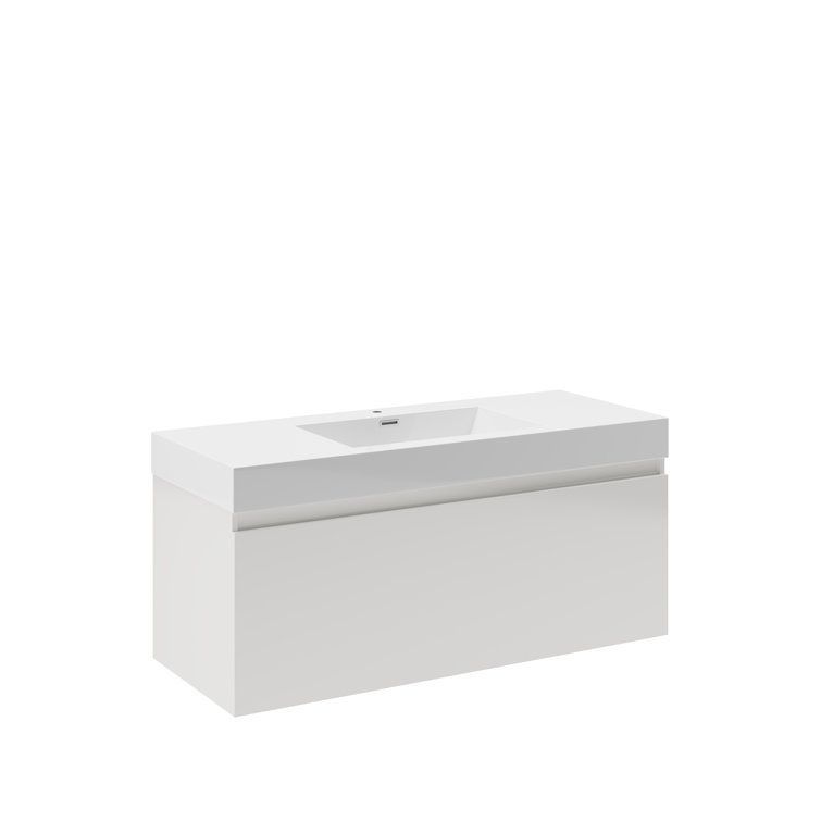 Fresca Mezzo 48" Wall Mount Single Sink Bathroom Vanity with Integrated Top - Faucet Not Included