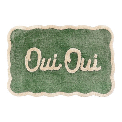 Oui Oui Slogan Scalloped Bath Mat