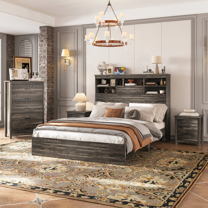Ensemble de chambre à coucher 4 pièces, gris
