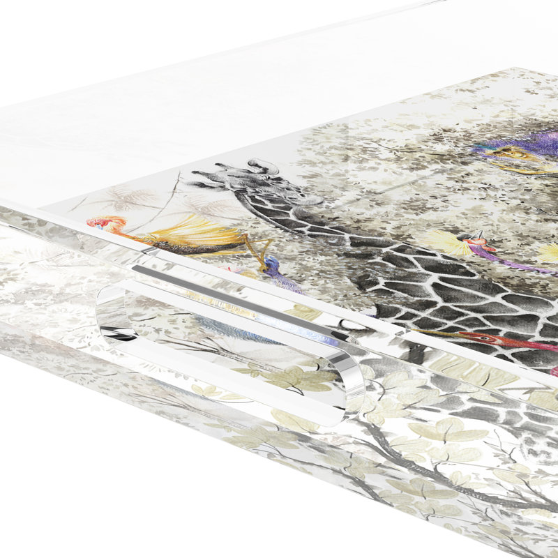 Arcadia Tiger And Zebra Scene Acrylic Square Decorative Tray, 2" H x 18" W x 18" W, Arcadia Giraffe Scenic