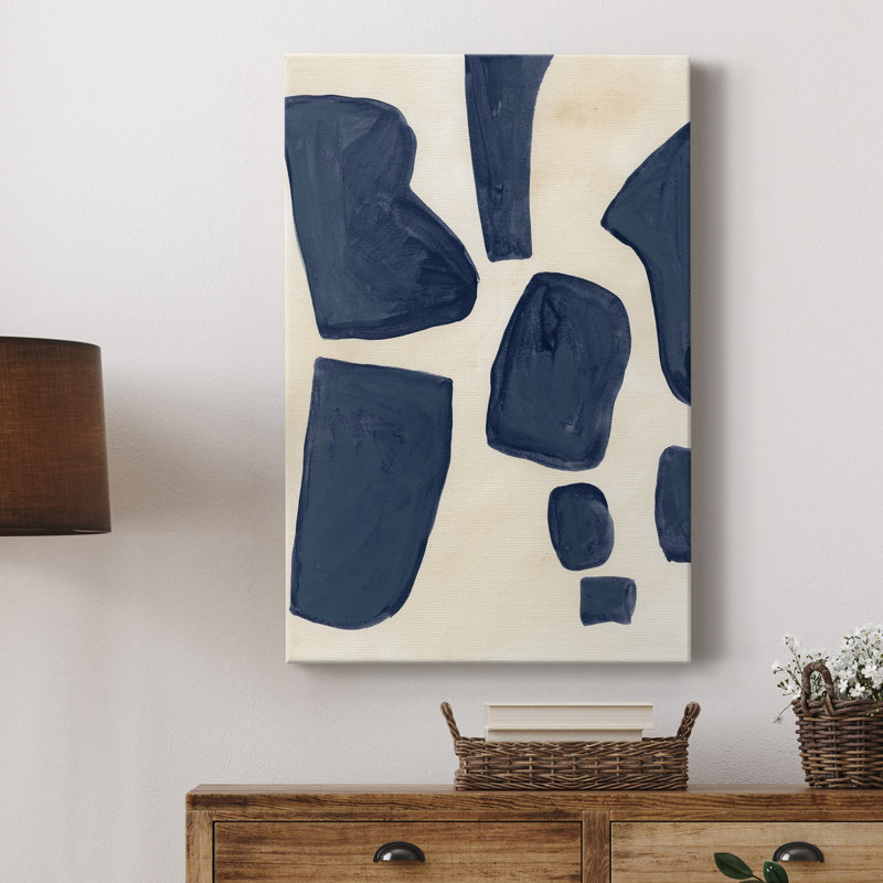 Pièces bleues I - peinture sur toile tendue, H 60 po x l 40 po x P 1 po