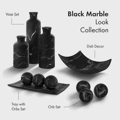 Creative Scents Black Marble Look Decorative Balls for Bowls