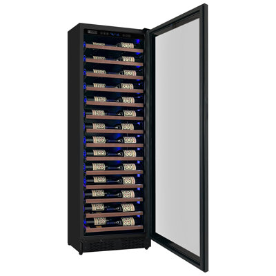 Allavino Reserva Series 67 Bottle 71" Tall Single Zone Right Hinge Black Shallow Wine Refrigerator with Wood Front Shelves