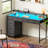 Keldric Rectangle Desk, Computer Desk with Drawers, Gaming Desk with LED Lights, Small Desk with Power Outlets, Writing Desk with Storage, Home Office Desk with Monitor Stand for Study-1379296351-1369033334