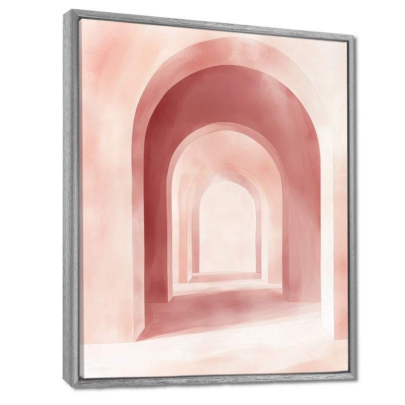 Décoration murale géométrique rose Blush Arch Glow III, Encadrement argenté, H 20 po x l 12 po
