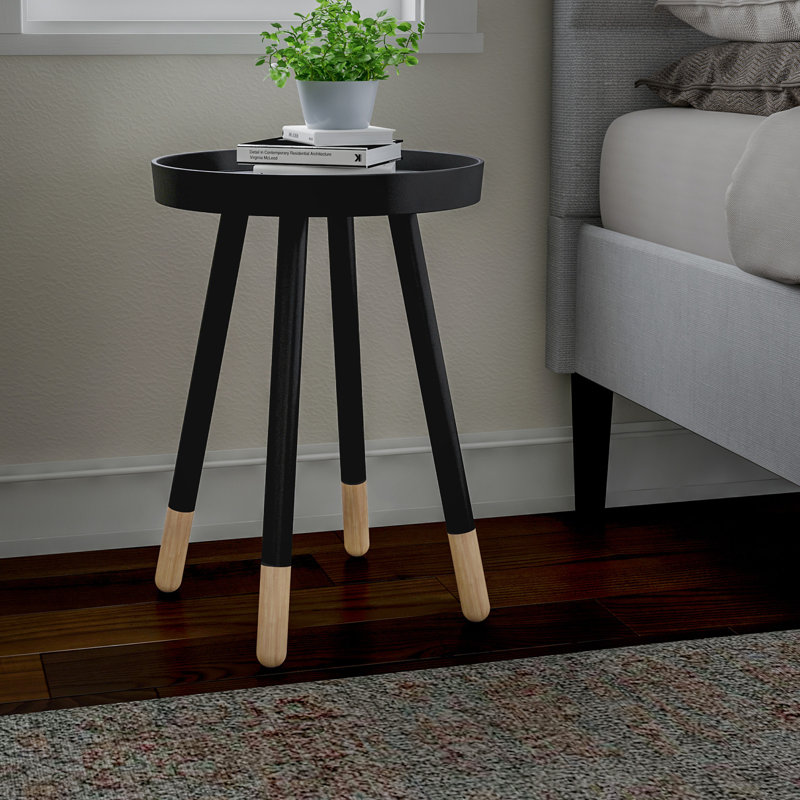 Table d'appoint moderne avec plateau, noir, Noir