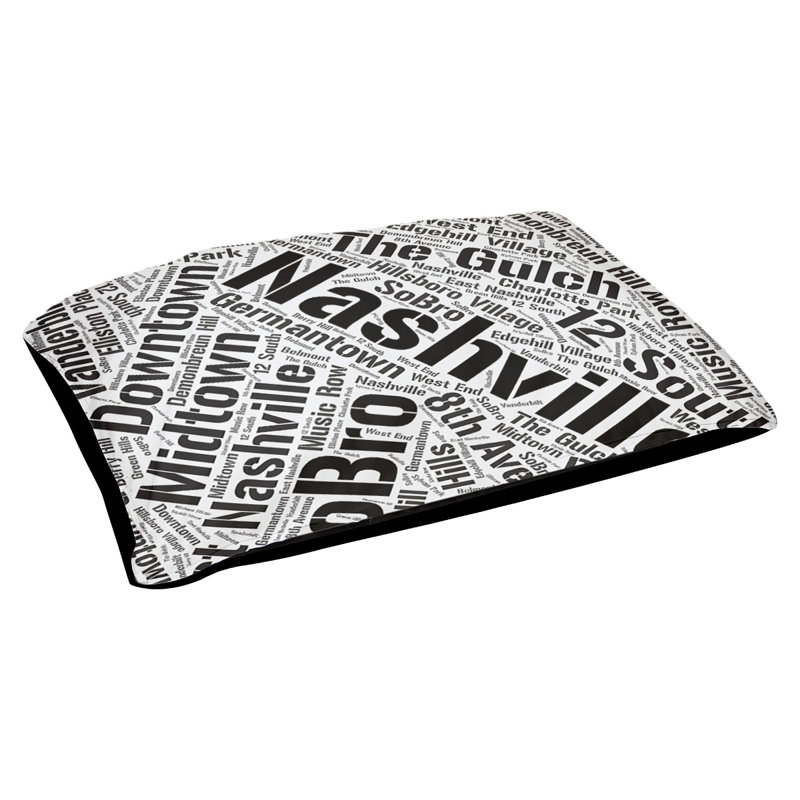 Coussin de chien « districts », Grand (l 40 po x P 30 po x H 14 po), Noir, Nashville