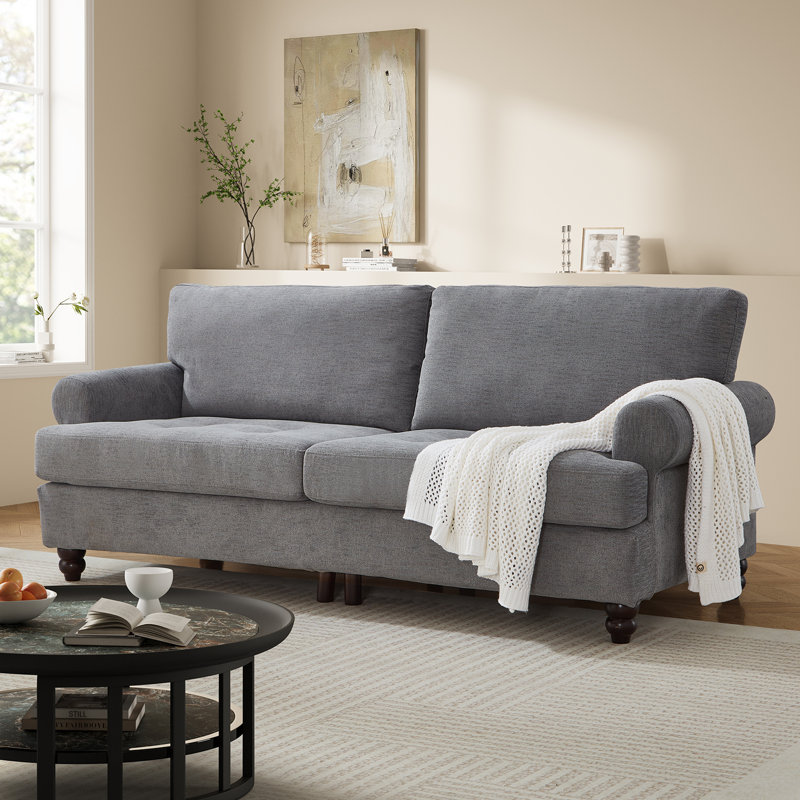 Canapé à accoudoirs roulés 81,1 po avec rangement dissimulé, Gray