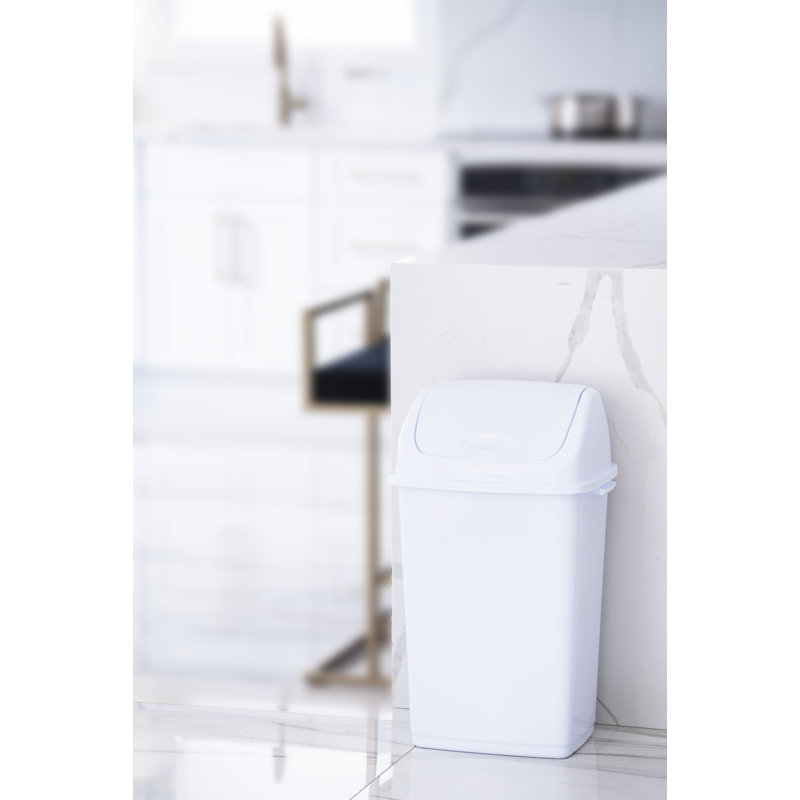 Poubelle à balançoire en plastique 13 gallons, Blanc