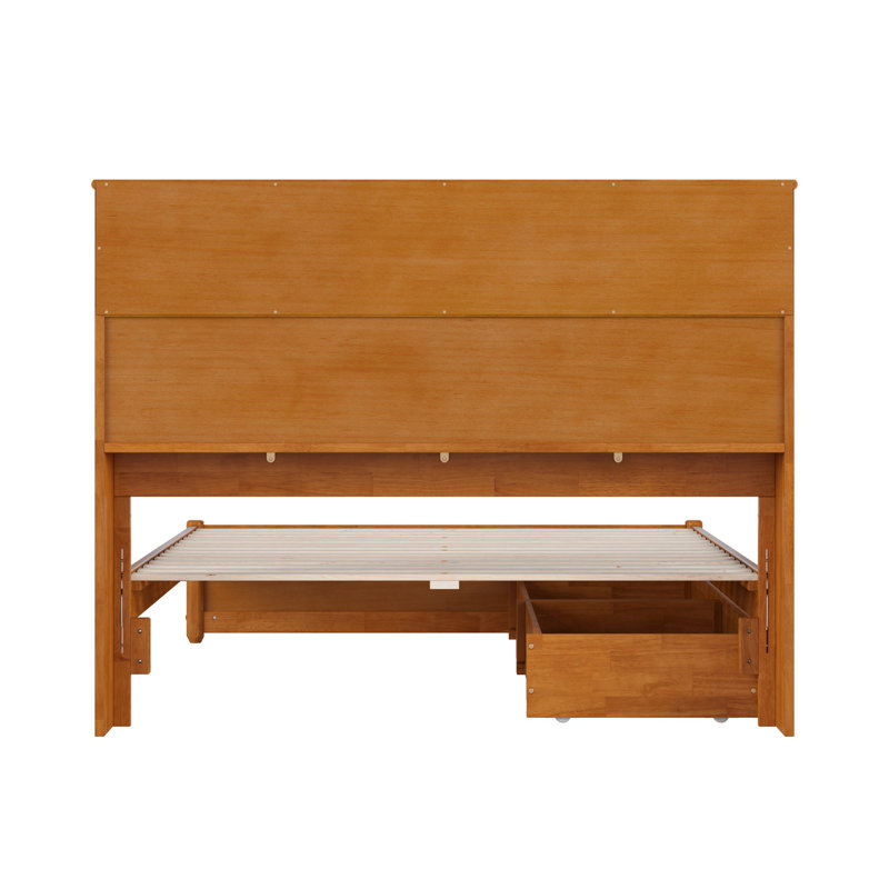Lit plateforme avec rangement en bois Denver, Full, Caramel clair