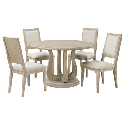 Rustic Honey 5-Piece Round Dining Table Set