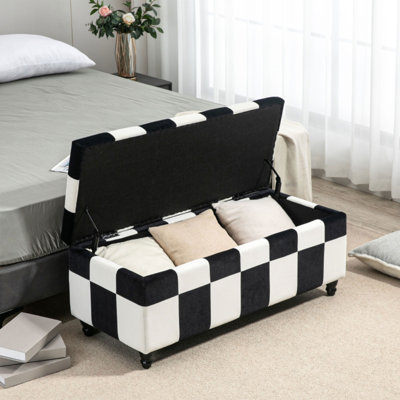 Button-Tufted Velvet Storage Ottoman