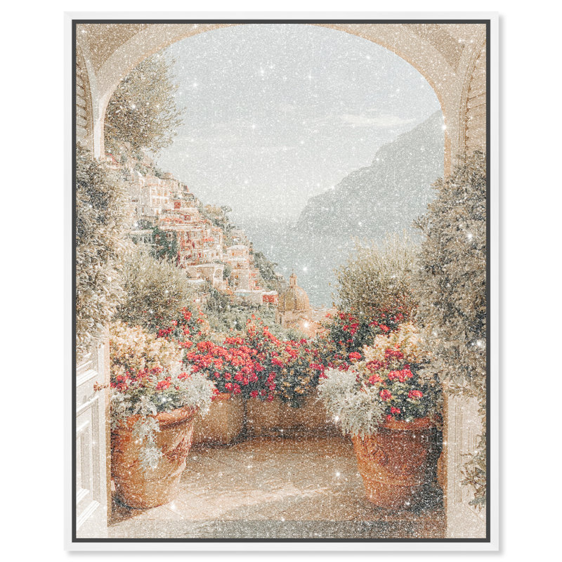 Clifftop Crimson II Canvas Architecture Print by Oliver Gal, Black Frame, 16 x 20, 17"H x 21"W, Silver Floater Frame