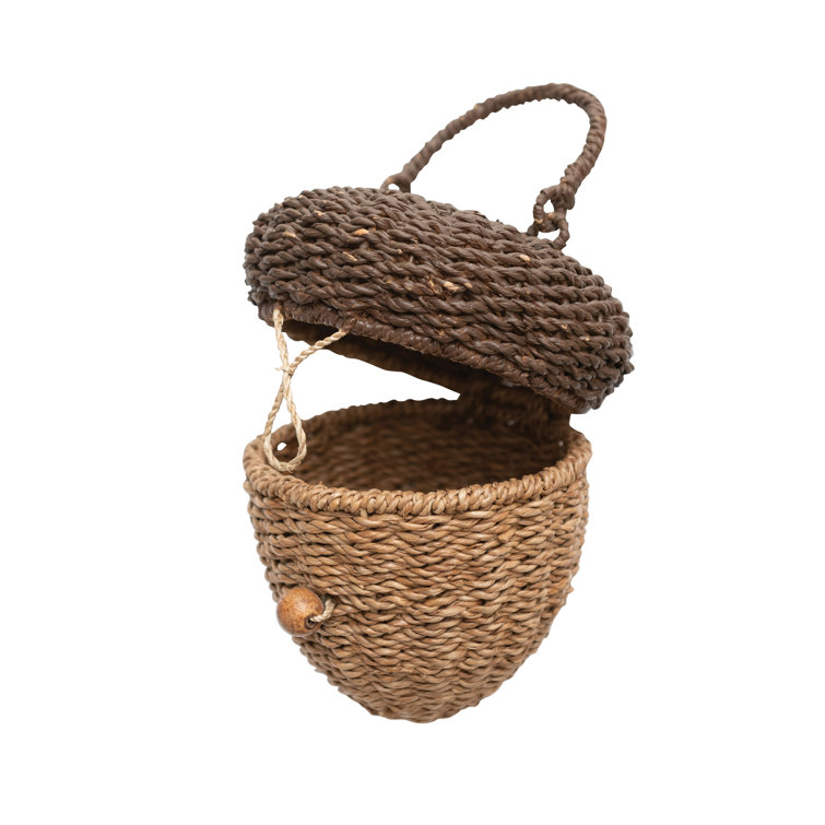 Kids Woven Baskets Wicker Acorn Basket