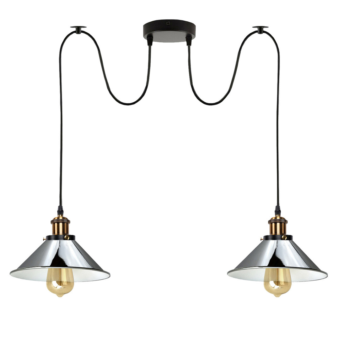 2-Way Retro Industrial Ceiling Cable E27 Hanging Lamp Pendant Light