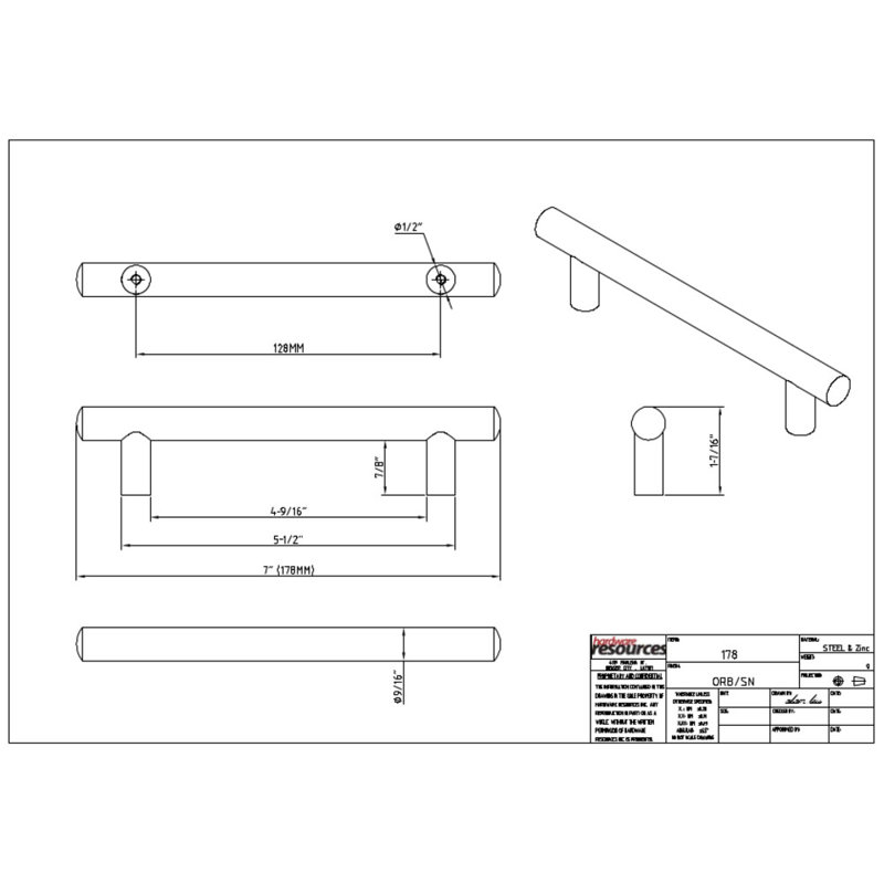 Key West Bar Pull, Satin Nickel, 5 1/16"