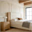 Upholstered Platform Bed Frame with Extended Wood Headboard, Modern Bed with Wood Base-85189175-85189173