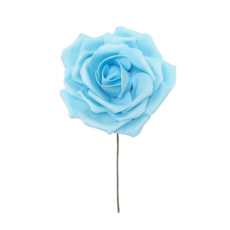Grande tige rose en mousse, Bleu clair, H 12 po x l 12 po x p 6 po
