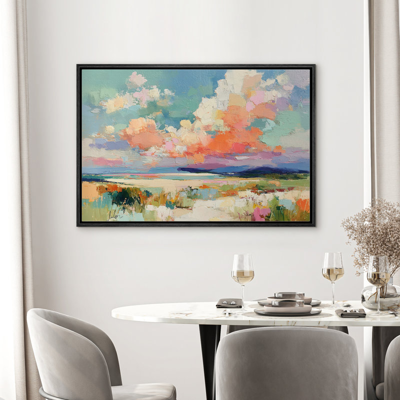 Impression de paysage mural coloré de paysage nuageux pour le salon chambre à coucher, reproduction d'art sur toile encadrée