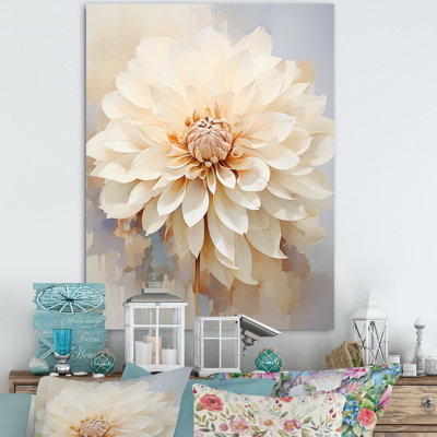 Fleur de dahlia beige minimaliste - reproduction sur toile