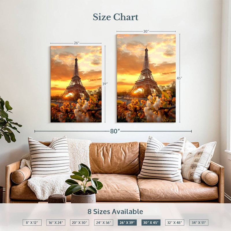 Aime Eiffel Tower Spring Sunrise, 39" H x 26" W