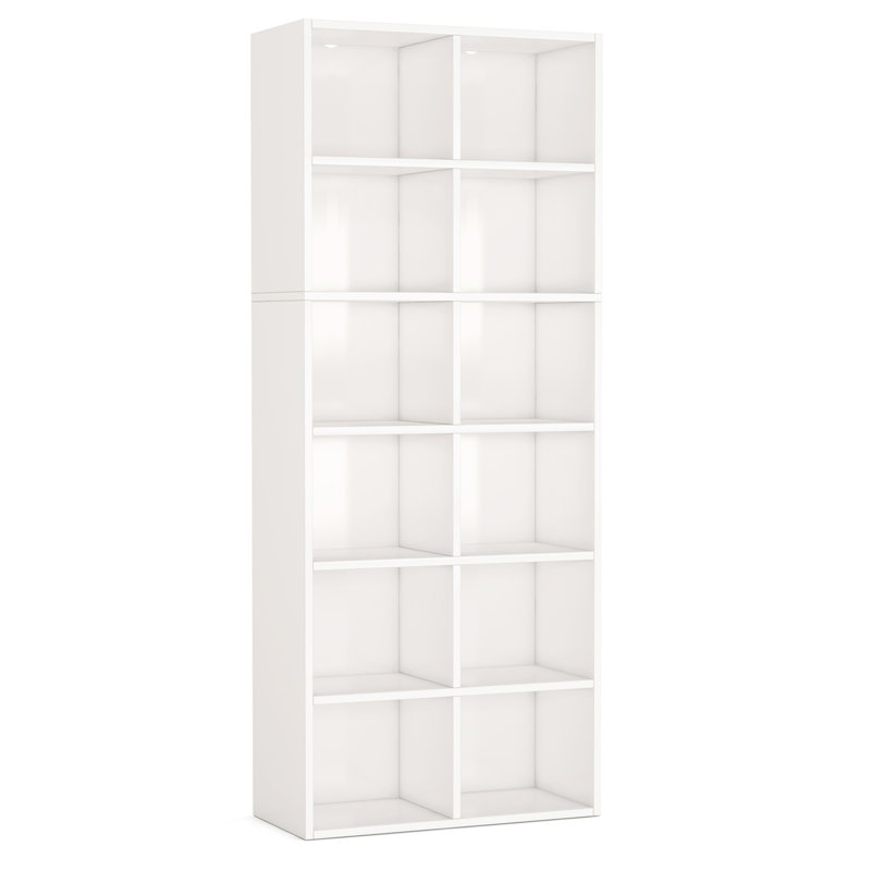 Bibliothèque verticale ou horizontale blanche 71,65 "à 12 cubes pour salon, bureau, chambre à coucher