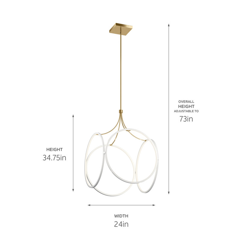 Nikiki 1 - Light LED Unique/Statement Pendant, White, 73" H x 24" W x 24" D