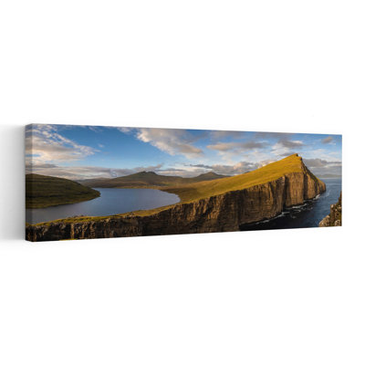 Lake Above Ocean Cliffs by Petra Van Der - Wrapped Canvas Panoramic Print