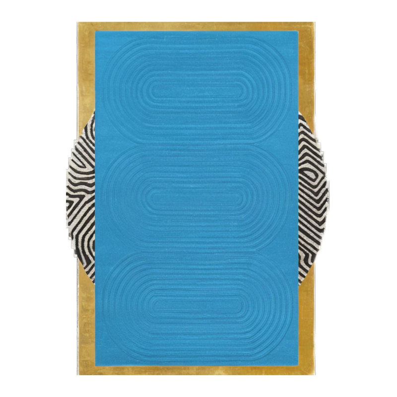 Tapis bleu lavable à la machine Rio, Sous-tapis rectangulaire de 3 pi 3 po x 4 pi 11 po
