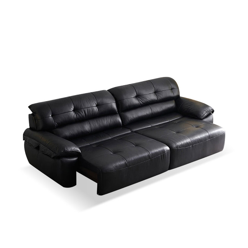 Canapé modulaire noir en similicuir, L 88,98 po