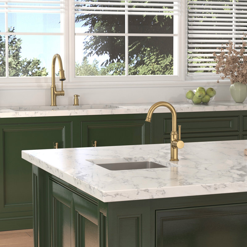 Pull Down Single Handle Kitchen Faucet with Accessories, Brushed Bronze