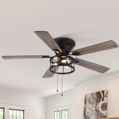 Ventilateur de plafond encastré à 5 pales de 52 po avec ensemble d'éclairage et contrôle inclus