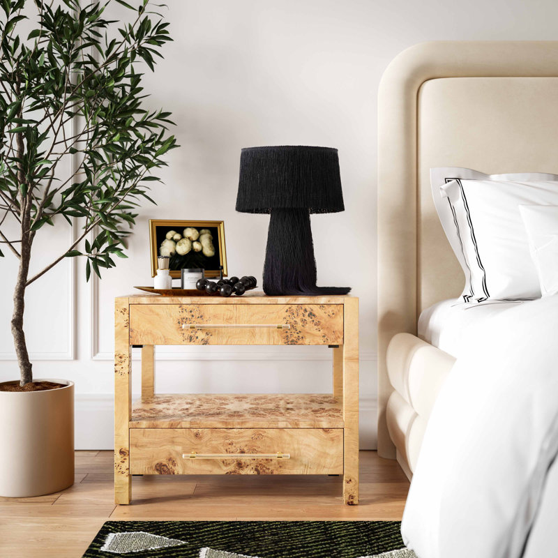 66cm W Solid + Manufactured Wood Bedside Table