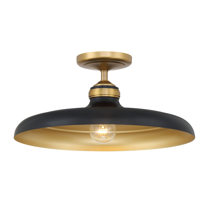 1 LIGHT SEMI FLUSH, Brass/Black