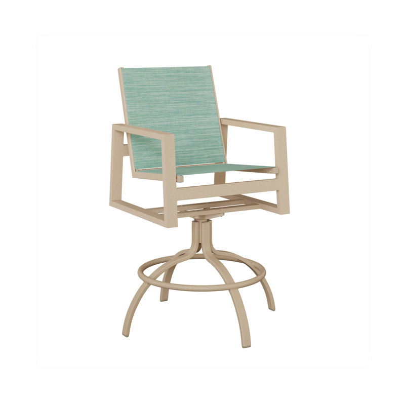 Chaise berçante pivotante en aluminium Vida Luna avec tissu Kozo Abalone, Paysage marin, Aluminium Luna multicolore