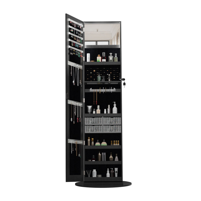 360°Swivel Jewelry Cabinet with Full Length Mirro