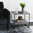Square Side End Table with Storage Shelf, Rustic Concrete Finish and Black Metal Frame-2136747217