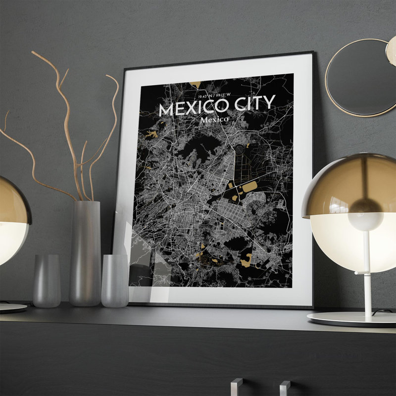 Mexico City Map In Luxe - No Frame Print, 24cm H x 18cm W x 0.05cm D