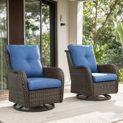 Wendye Wicker Swivel Glider Chair  Set With Water-Resistant Olefin Cushions