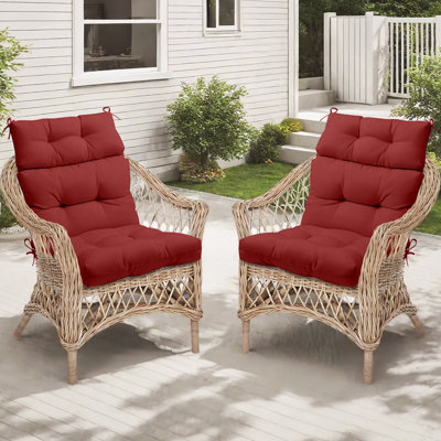 Outdoor Replacement Cushion Set Deep Seating High Back Seat / Back Cushions with Ties (Set of 2)