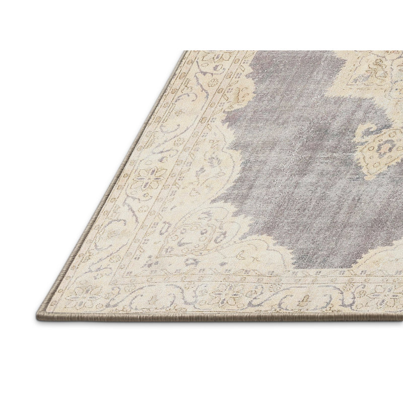Tapis oriental crème / gris, Rectangle 7 pi x 10 pi