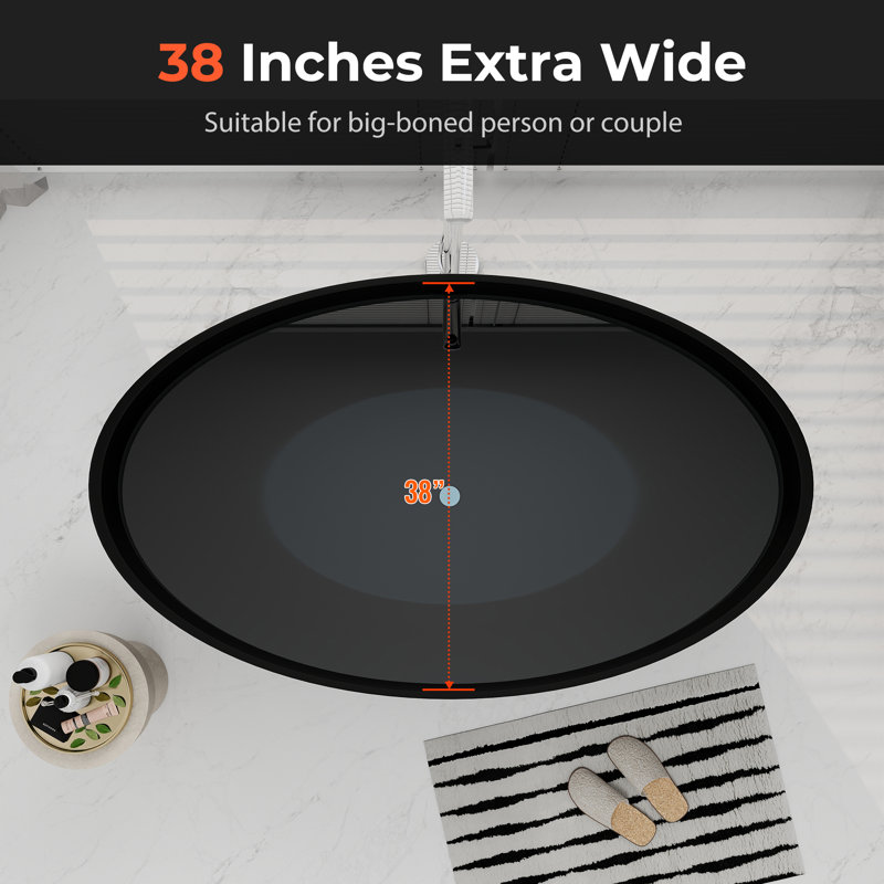 67'' x 39'' Soaking Solid Surface Bathtub, Matte Black