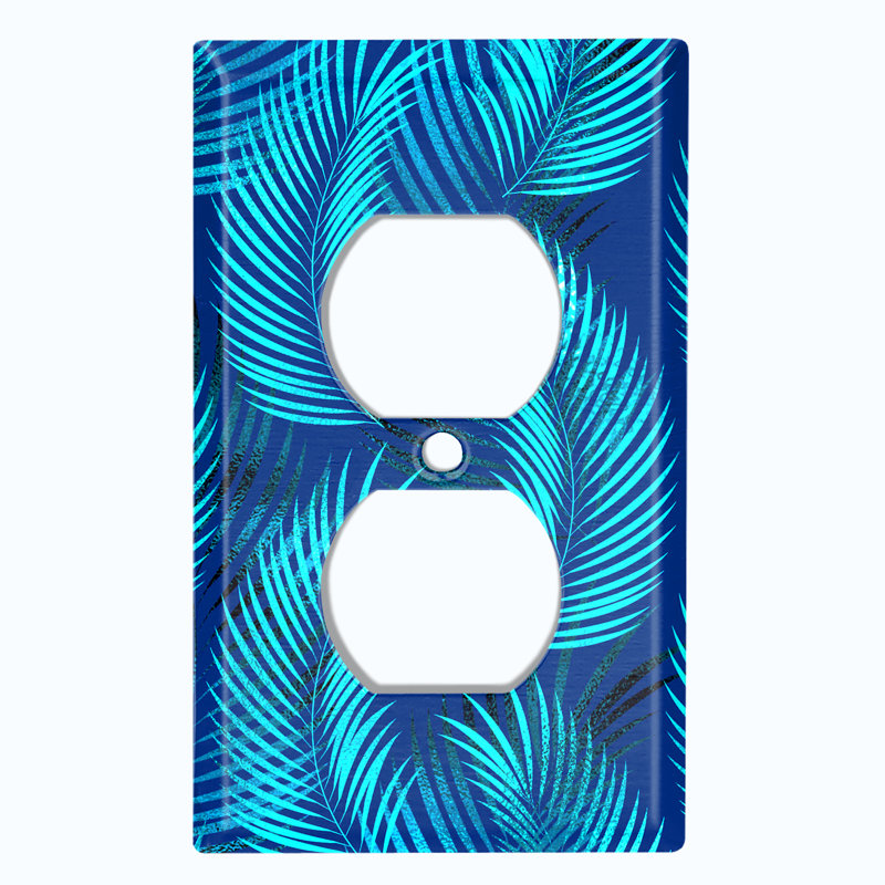 Patterned 1 - Gang Standard Wall Plate, Teal/Blue