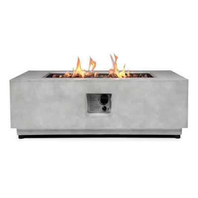 42" Rectangular Propane Fire Pit Table with Rocks & Rain Cover – 50,000 BTU Outdoor Gas Fireplace for Patio or Deck